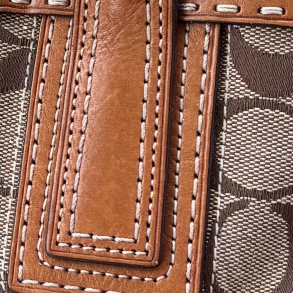 Coach Tan and Brown Signature Satchel - Picture 8 of 12
